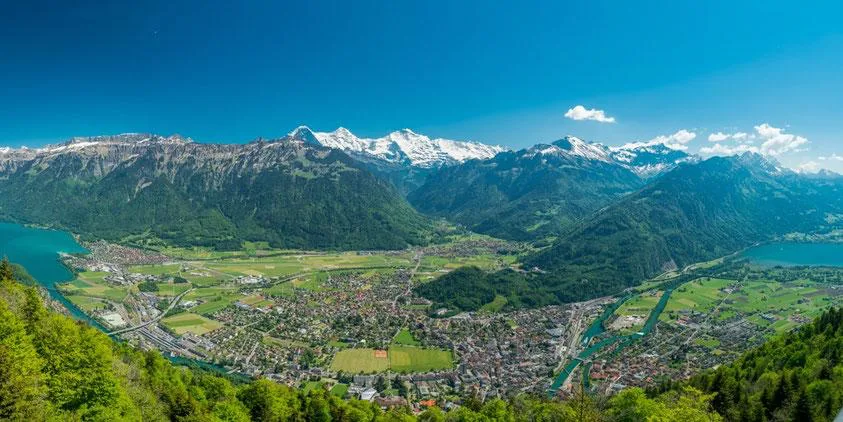 Interlaken surrounded by Swiss Alpine scenery