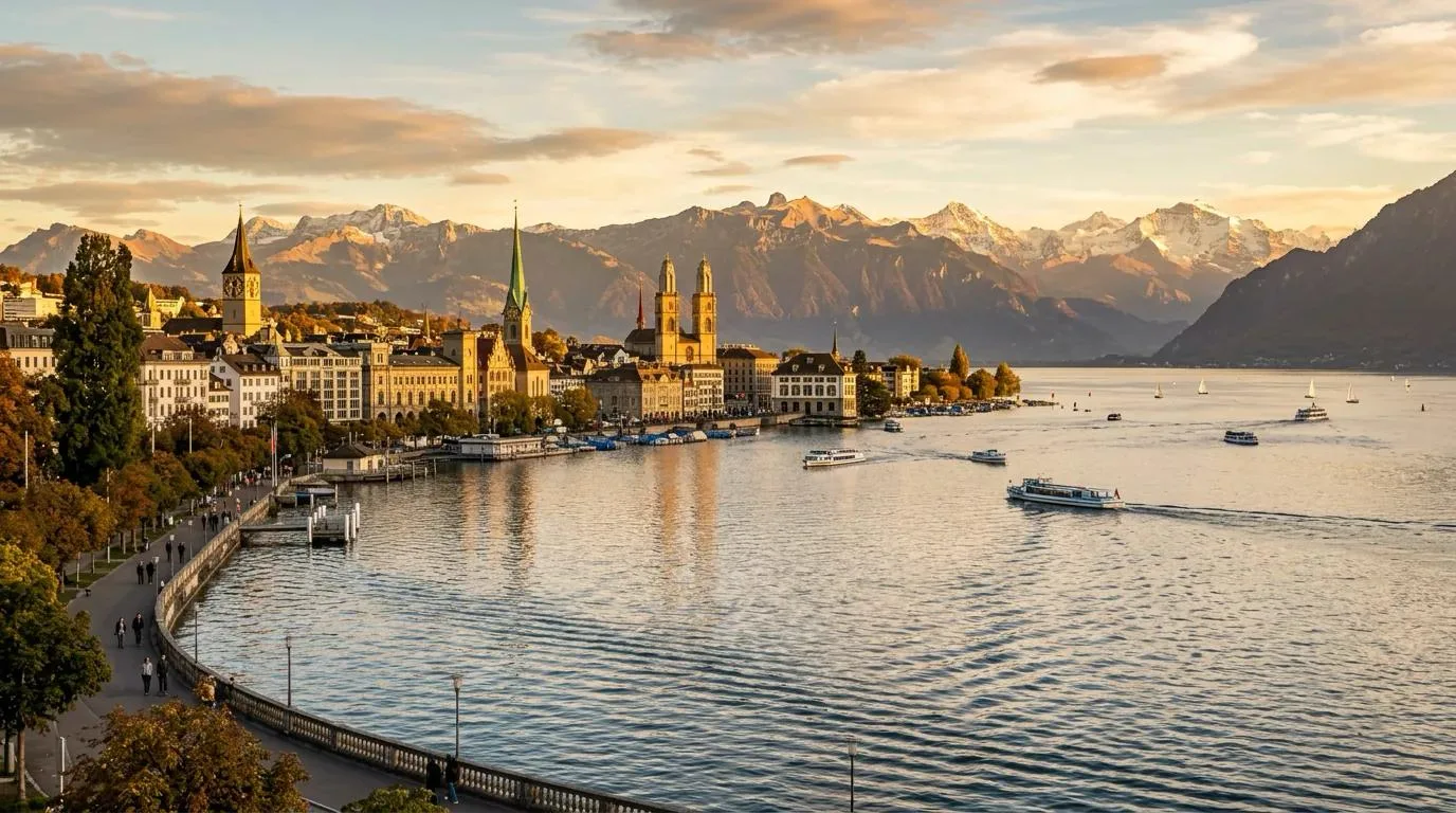 Lake Zurich and the city waterfront