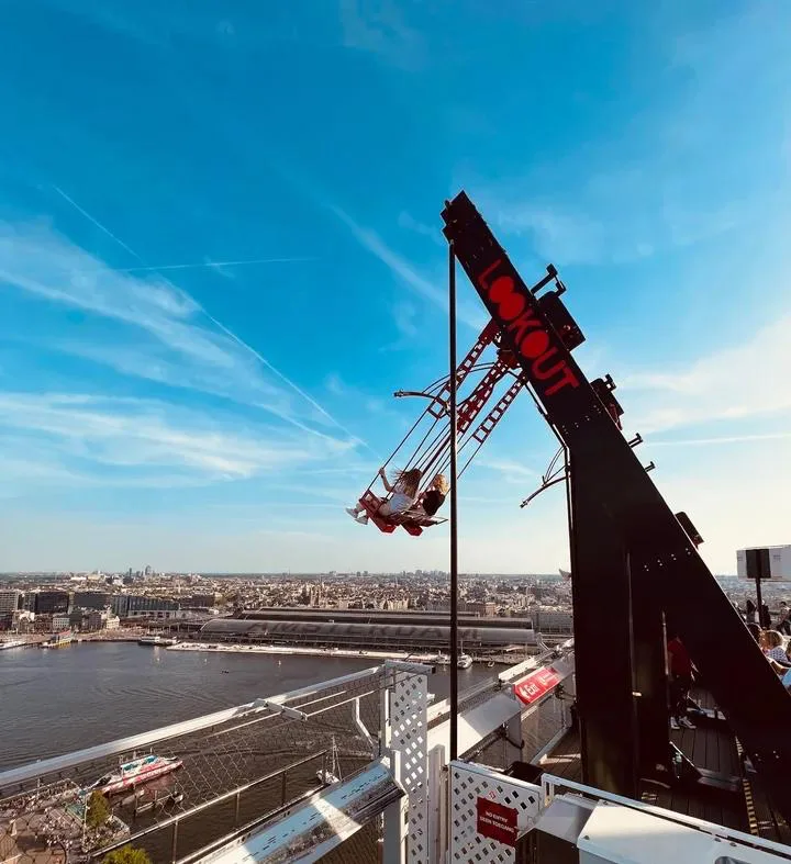 Over the Edge rooftop swing at A'DAM LOOKOUT in Amsterdam
