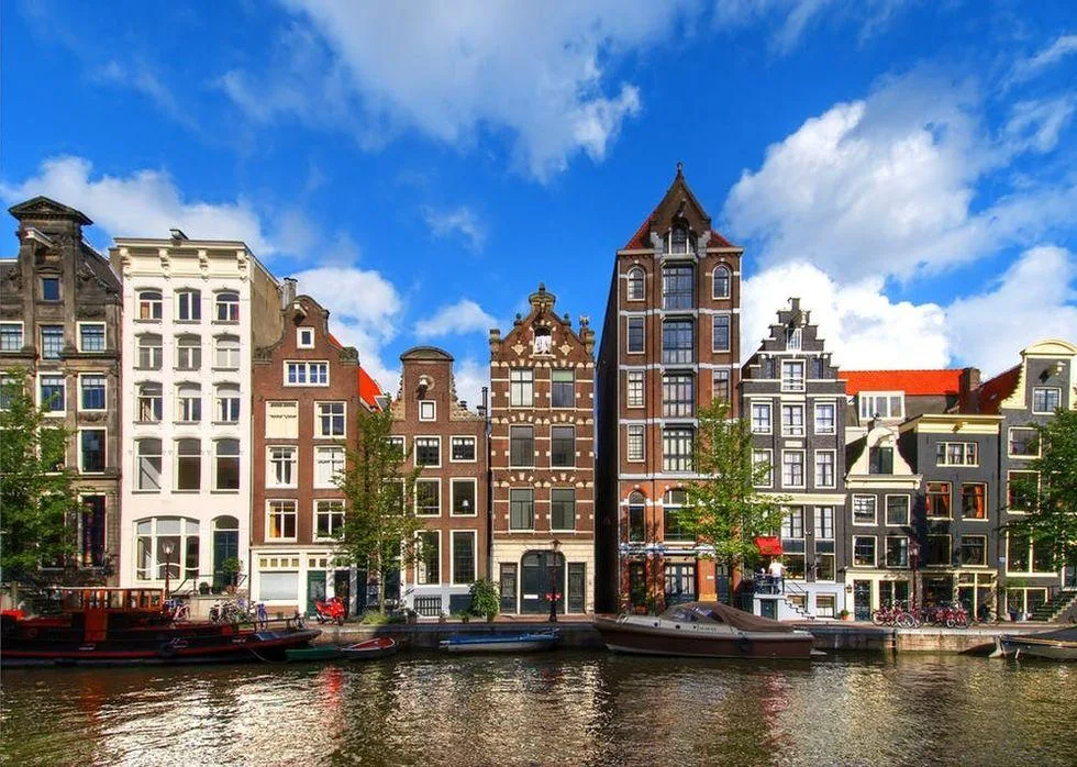 Picturesque canals and historic canal houses in Amsterdam