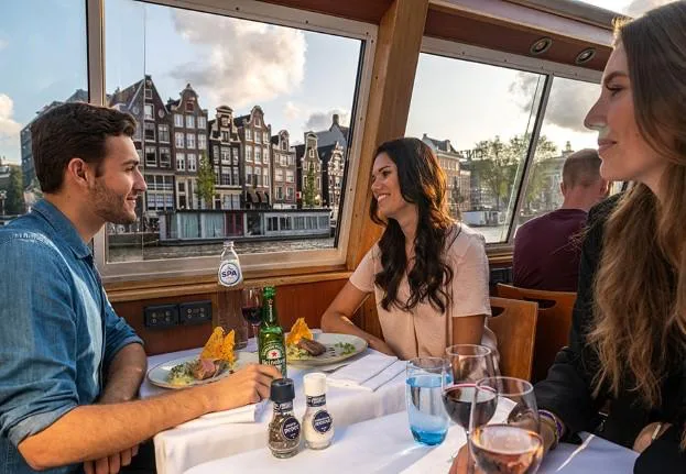 Evening dinner cruise through the canals of Amsterdam