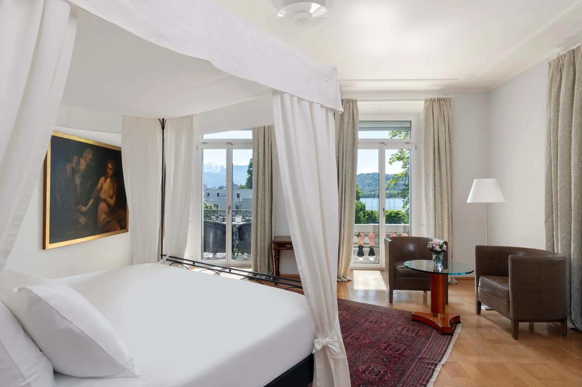 Guest room at Grand Hotel Europe in Lucerne