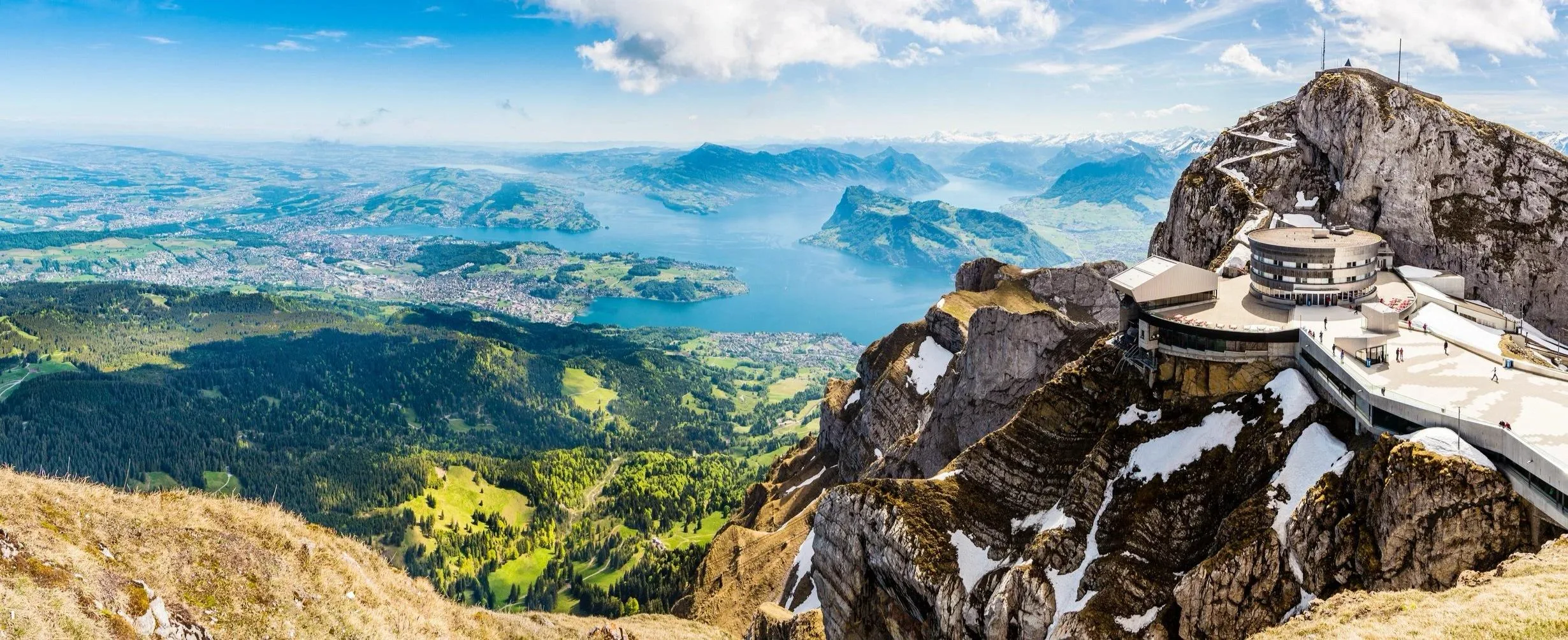 Panoramic mountain view from the summit of Mount Pilatus