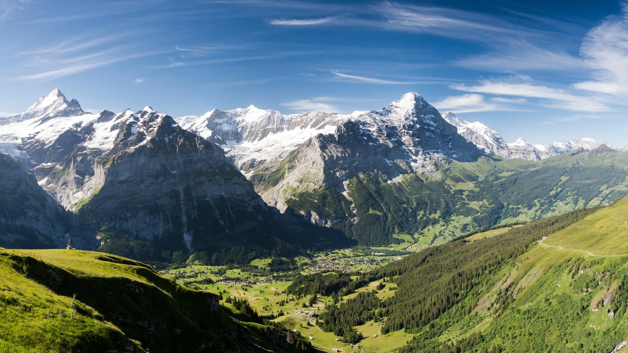 Panoramic Swiss Alps view from Grindelwald-First